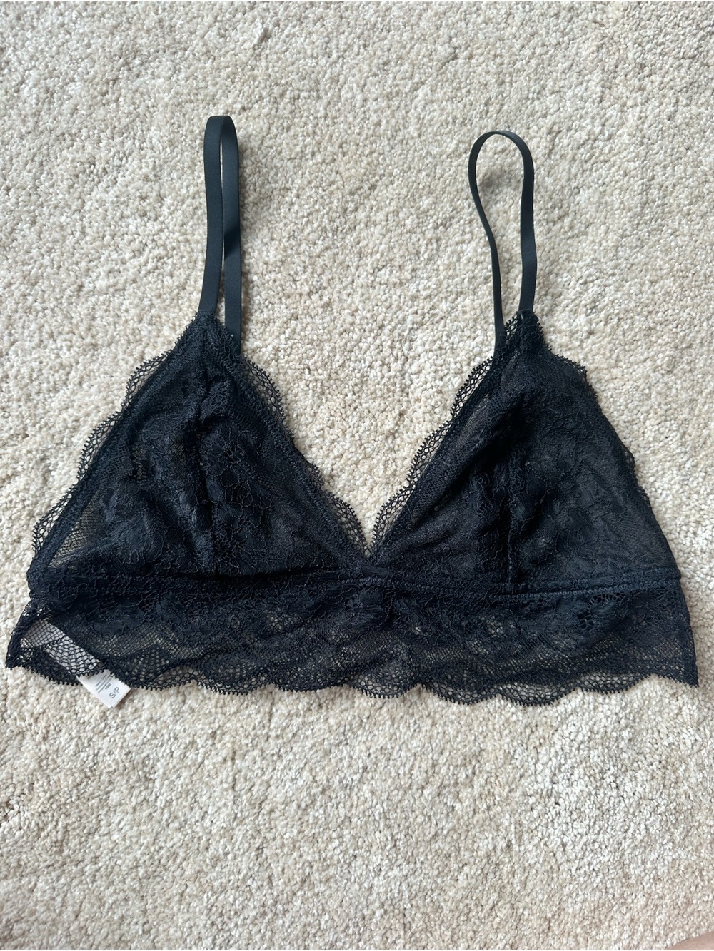 J. Crew Black Lace Bralette with Scalloped Trim